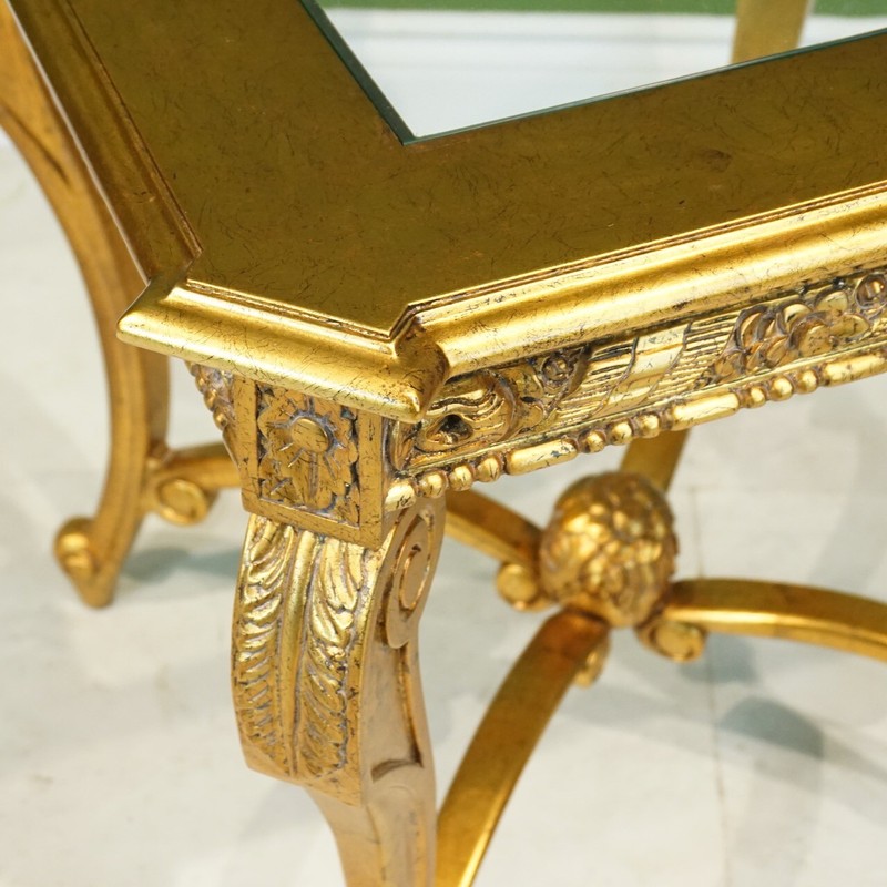 Glass Top French Square Coffee table & 2 side table set Gold Leaf gallery