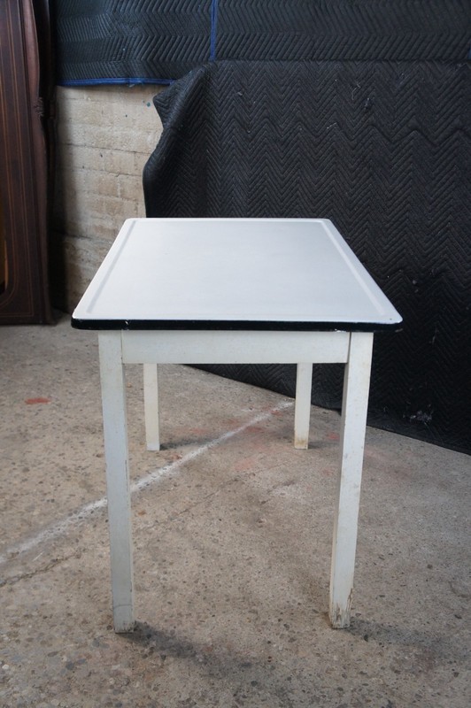 Mid Century Enameled Metal Kitchen Hoosier Farmhouse Table Desk 40" gallery