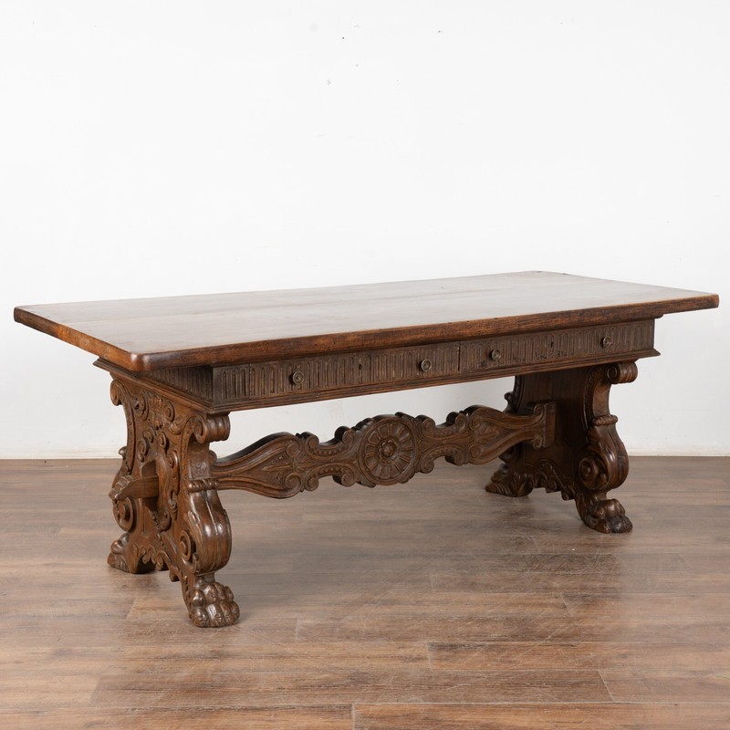 18th Century Italian Carved Walnut Desk or Console Table
