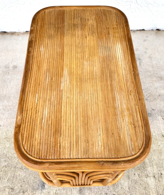 Vintage Bamboo TV Side Table Rotating gallery
