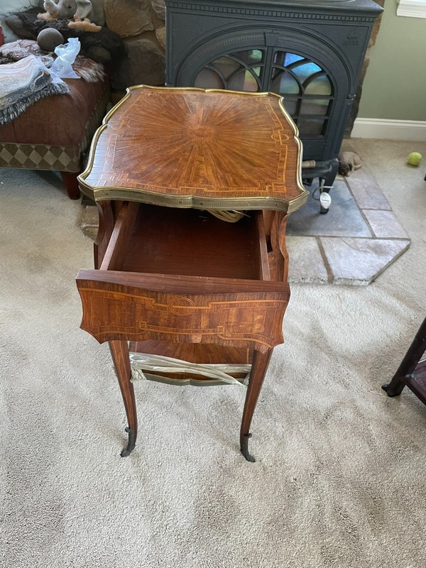 Antique French Gueridon Table– 19th Century Louis XV Style, Brass & Inlay Detail gallery