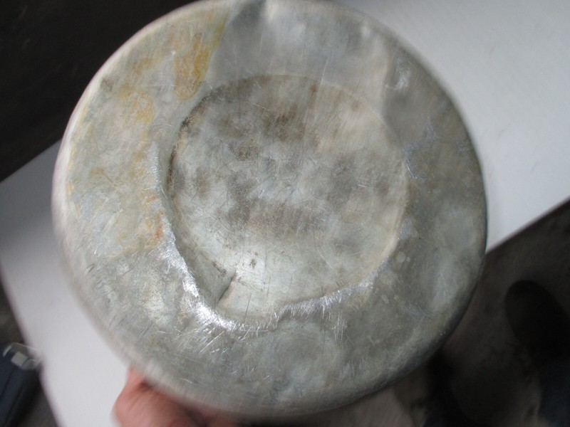 Large Antique Aluminum Ware Wood Bail Handle Pot. gallery