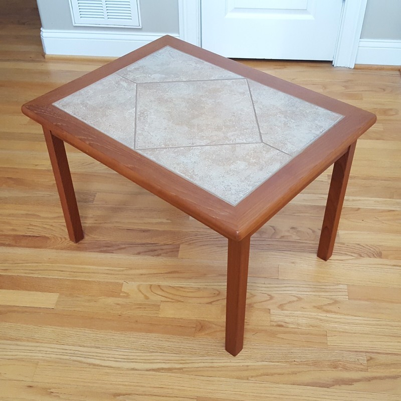 Vintage MCM Danish Teak/Tile Coffee/End Table Mobelfabrikken Toften Great Color! gallery