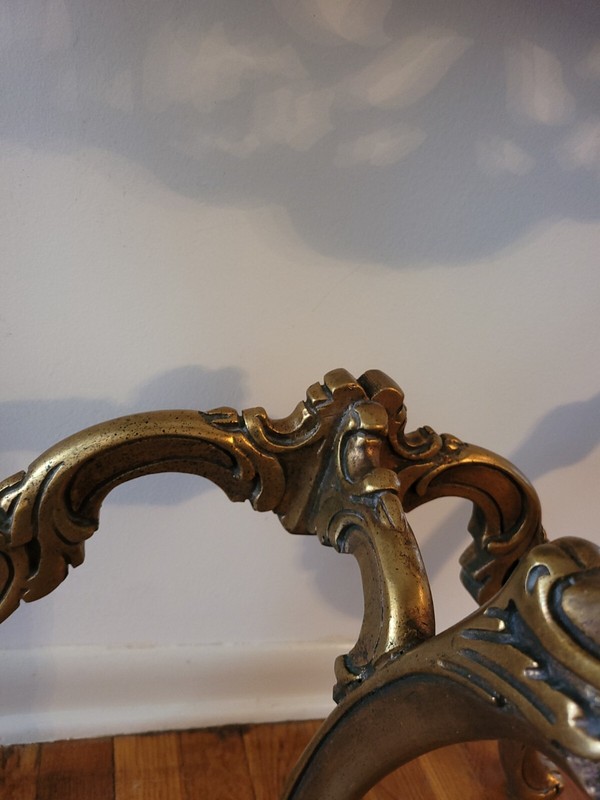Antique Italian Console Table with Carrara Marble Top & Ornate Mirror, Wood gallery