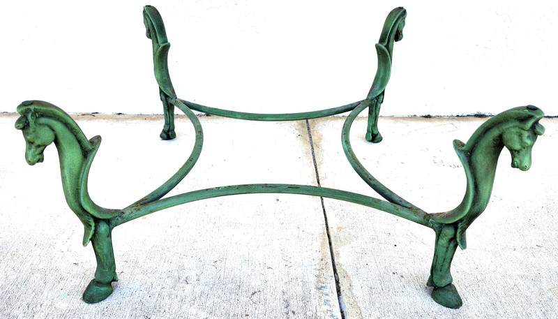 Horse Coffee Table Patinated Iron Hoof Footed Maison Jansen Style gallery