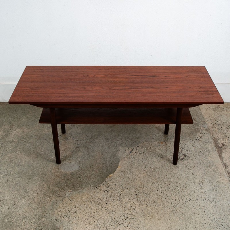 Mid Century Danish Modern Coffee Table Solid Teak Denmark Surfboard Shelf Mcm M gallery