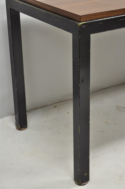Vintage Mid Century Modern Steel Metal & Faux Rosewood Laminate Coffee Table gallery