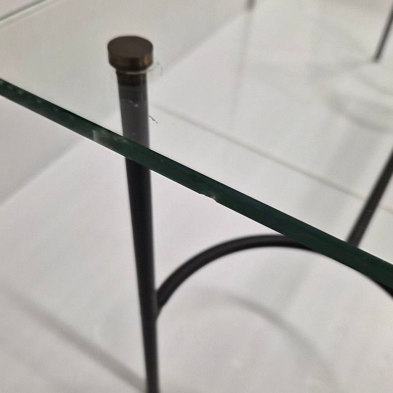 Coffee Table Vintage 1950 Steel Lacquer Black & Glass 50S 1950S Dlg Gem Guariche gallery