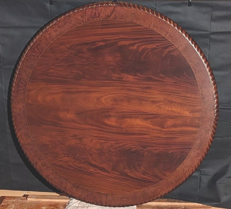 Round Chippendale Table with elm burl cross band top gallery
