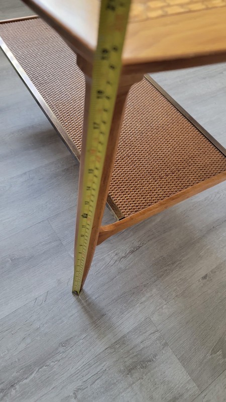 Mid Century Sophisticate by Tomlinson Caned Side Table 32x20x19 Inches gallery