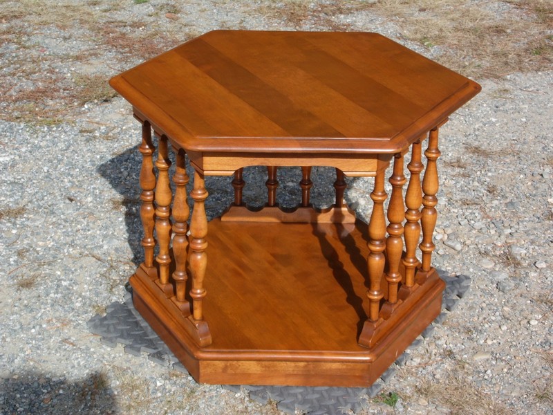 Vintage Ethan Allen American Traditional Maple Hexagon Side End Accent Table gallery
