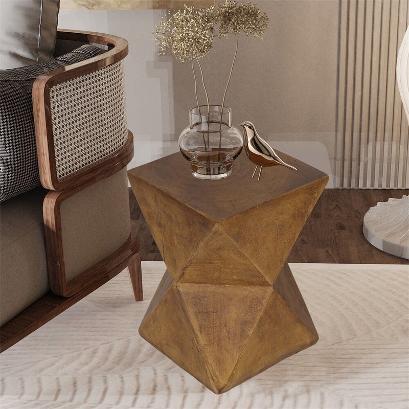 Outdoor Lightweight Concrete Side Table Elegant Geometric Accent Table Handmade gallery