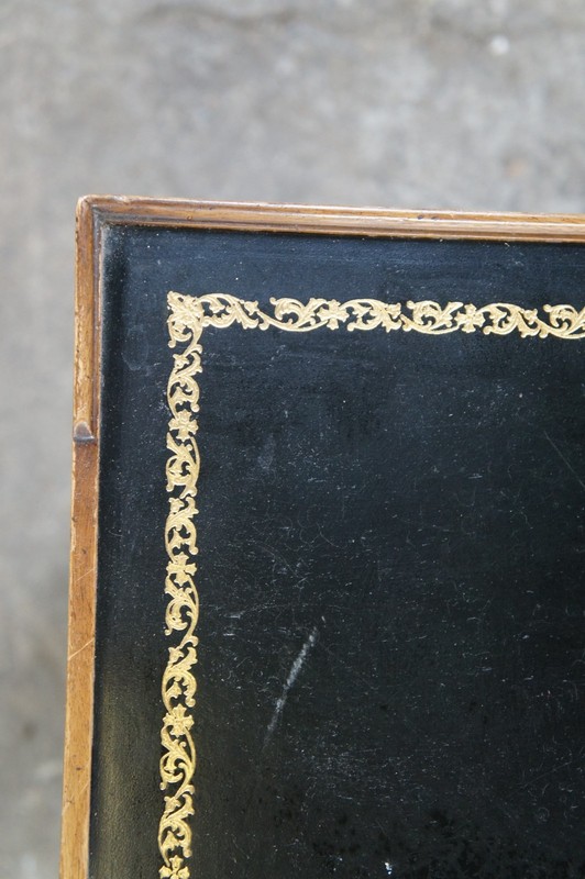 Vintage French Louis XVI Style Mahogany Ebonized Tooled Leather Top Side Table gallery