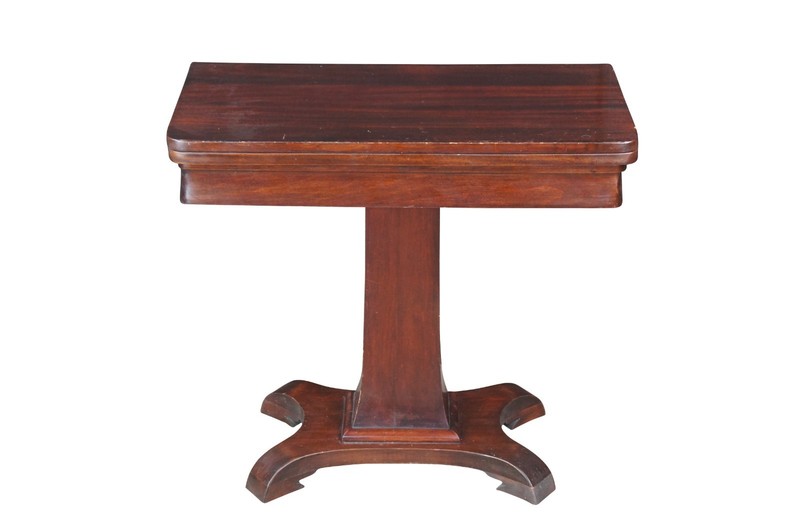 Antique American Empire Mahogany Flip Top Game Card Console Parlor Tea Table