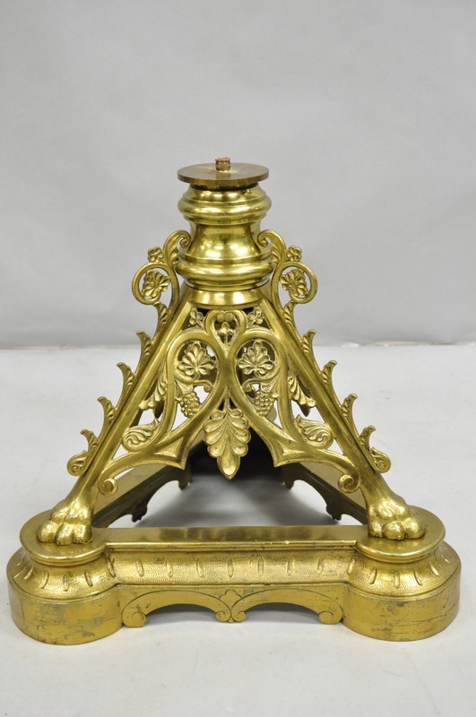 French Empire Renaissance Bronze Paw Foot Pedestal Base Round Glass Coffee Table gallery