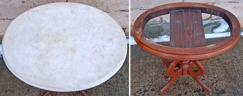 Antique Vintage Victorian Solid Maple Oval Marble End Accent Table Nightstand gallery