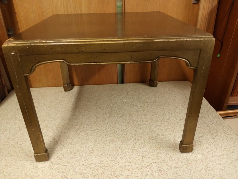 Vintage Gold Wood Signed Mid-Century End Cir 1960s John Colby & Sons Signed gallery