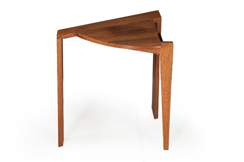 Circa 1987 Post-Modern Ebony Hardwood Accent Table w/ Dovetailed Corners gallery