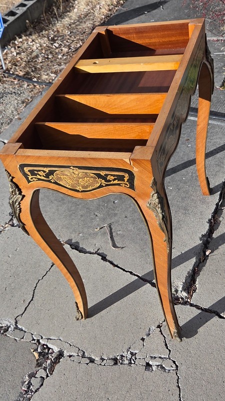 RARE ORNATE Antique French INLAID WOOD Side Table GAME Table Ormolu And More! gallery