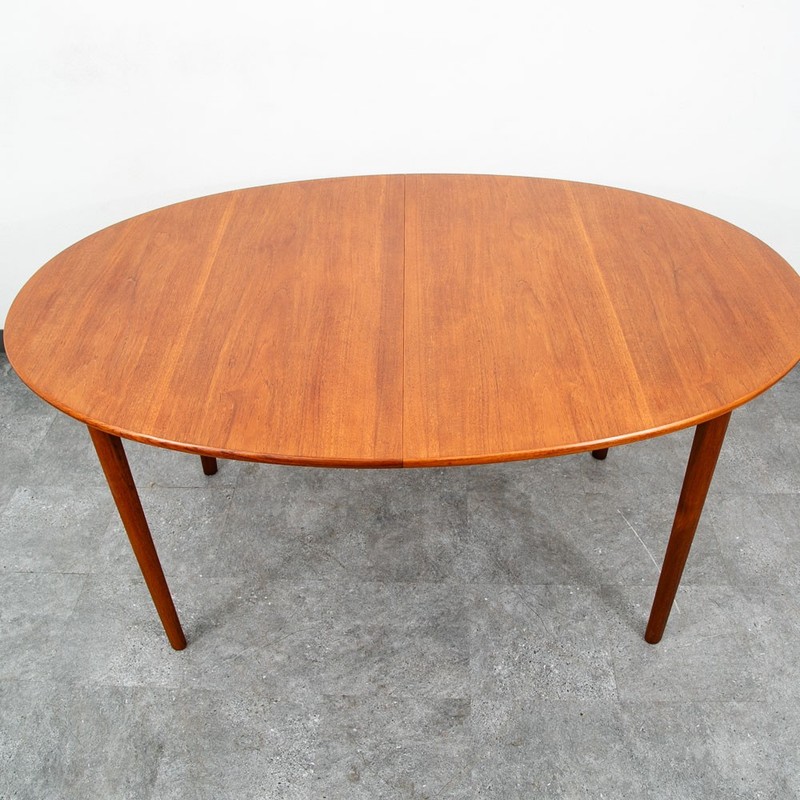 Mid Century Danish Modern Dining Table Teak John Stuart Soborg Oval Leaf x2 Mcm gallery