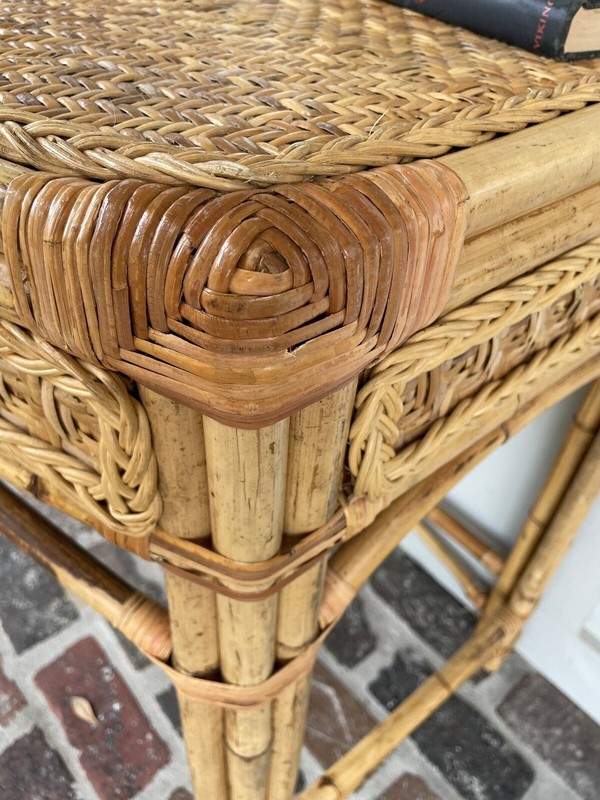 Vintage Wicker Vanity/ Desk Coastal Style gallery