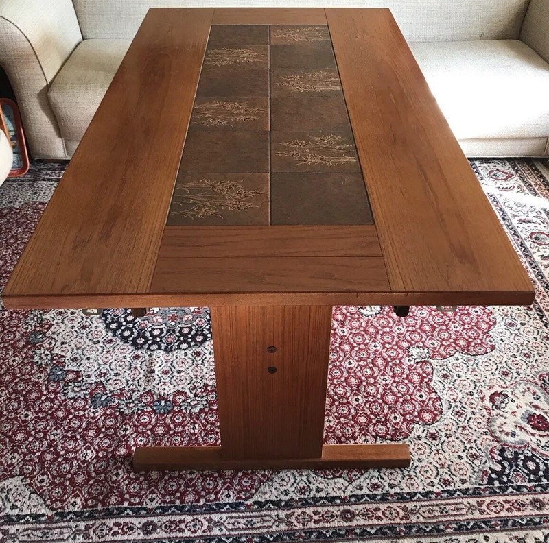 MCM GANGSO Teak Dining Table W/ Tile Inlay