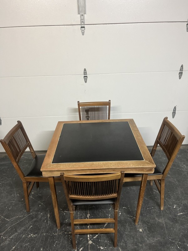Leg-O-Matic Folding Table, 6 Chairs