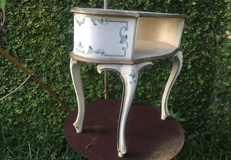 Vintage Florentine Two Tiered Side Table Made in Italy
