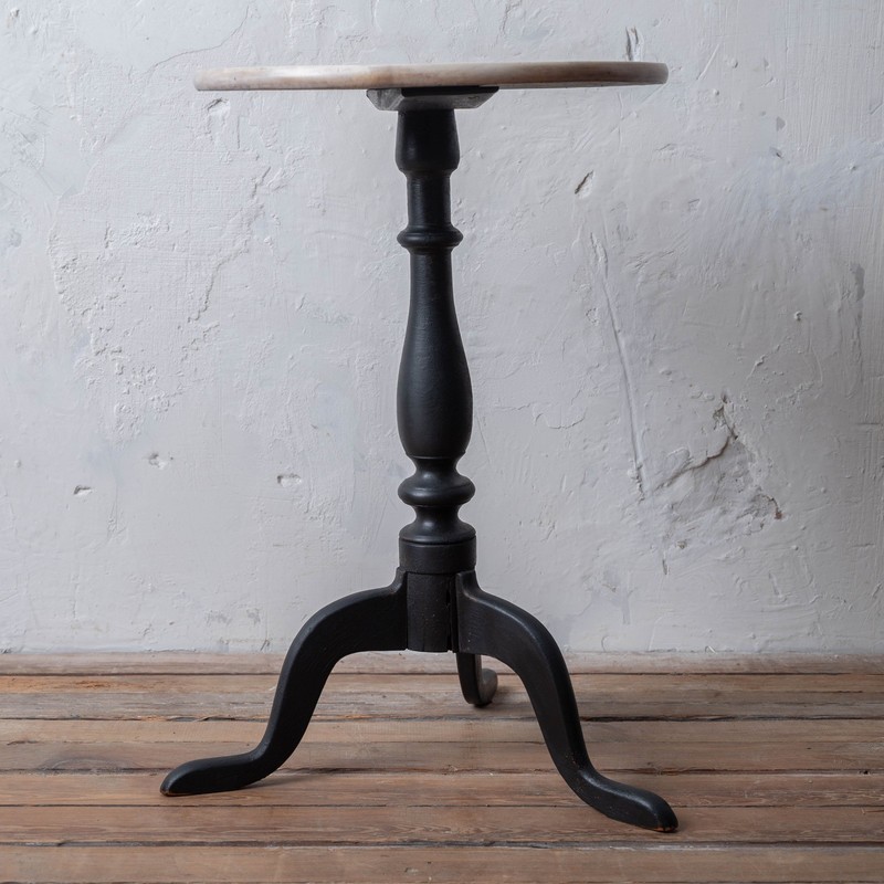New England Queen Anne Cherry Candle Stand in Black, c.1760 gallery
