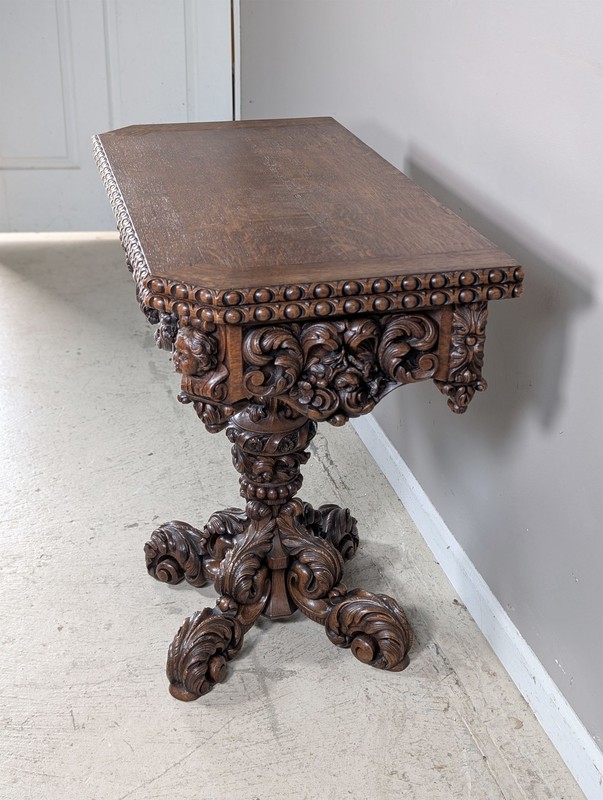 French Antique Renaissance Revival/Black Forest Game/Side Table/Console gallery
