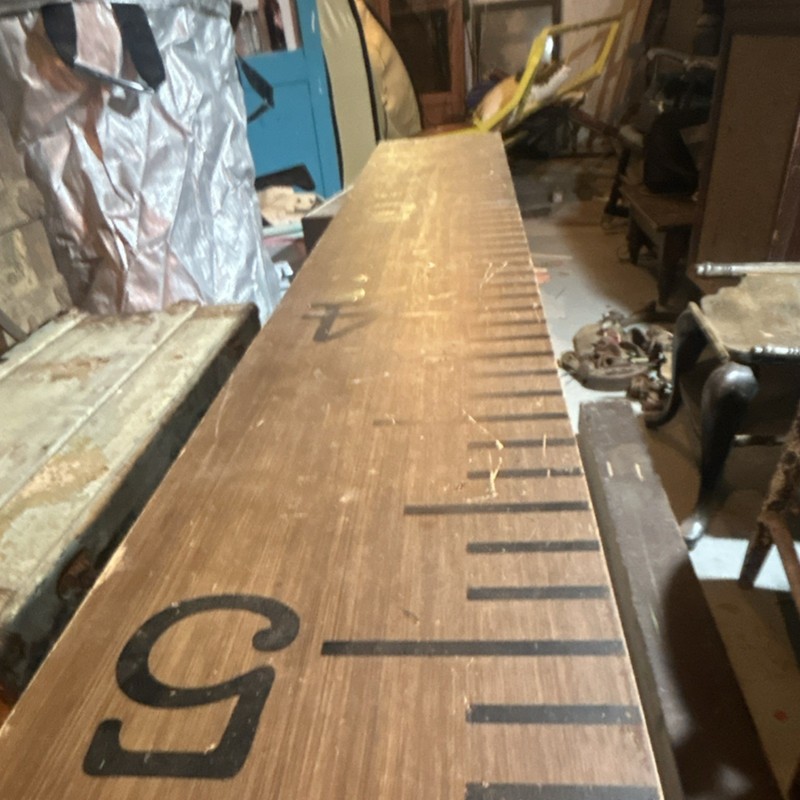 Old Wooden Console Table, Victorian Carved Legs, Ruler Top, Brown Finish gallery