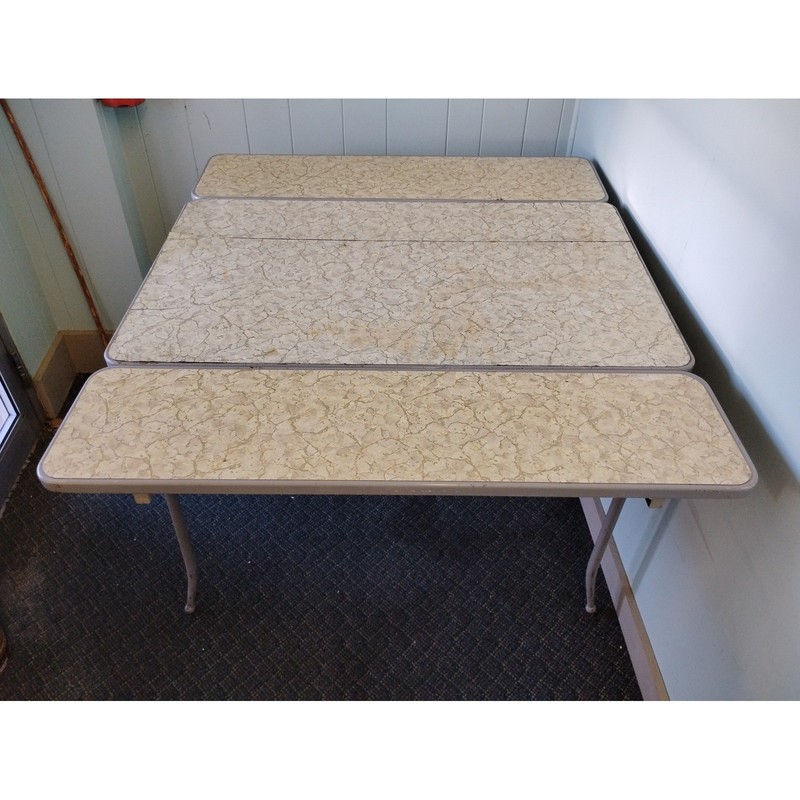 60s Metal Expanding Kitchen Work Project Table w/Drawer 30"T Grey Industrial MCM gallery