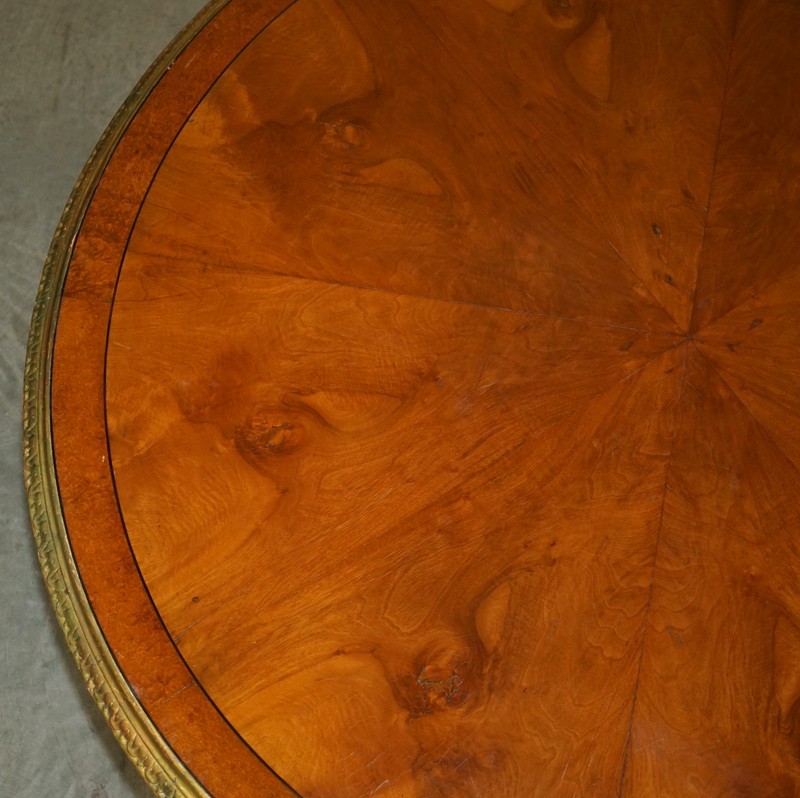 IMPORTANT CONTINENTAL WALNUT AMBOYNA GILTWOOD DINING OR EXTRA LARGE CENTRE TABLE gallery