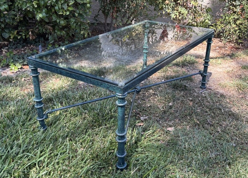 Vintage Sculptural Coffee Table After GIACOMETTI , Verdigris Finish gallery