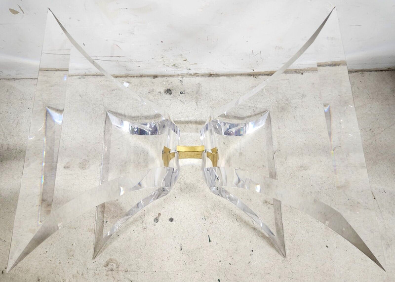 MCM Lucite Dining Table Base Signed by Lion In Frost gallery