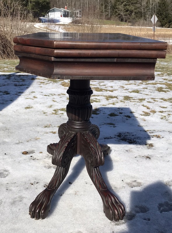 19TH C CLASSICAL FEDERAL ANTIQUE GAME / CARD TABLE CONSOLE ~ Folding