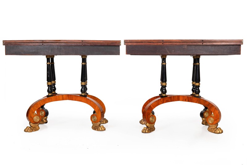 Fine Rare Pair of 19th Century English Antique Rosewood Games Tables gallery
