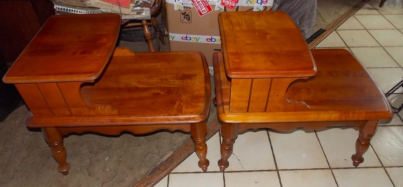 Pair of Maple Mid Century Step End Tables / Side Tables (SET-16) gallery