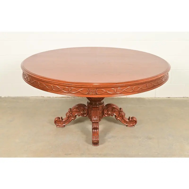 R. J. Horner Style Antique Victorian Mahogany Pedestal Dining Table, Circa 1880s
