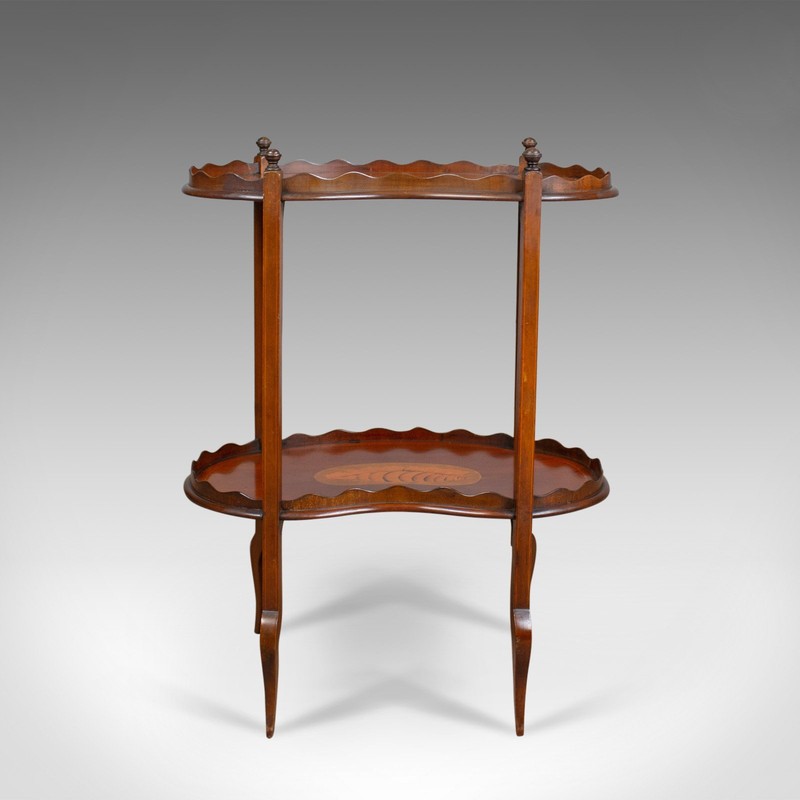 Antique Tea Table, English, Edwardian, Two Tier, Gallery, Side, Circa 1910 gallery