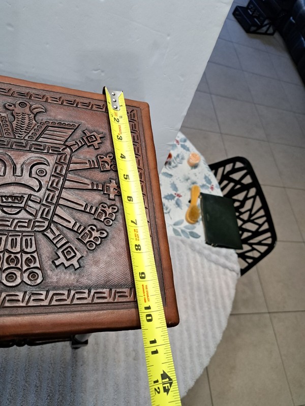 Antique 20th Century Leather Wrapped Hand Tooled Peruvian Accent Nesting Table gallery