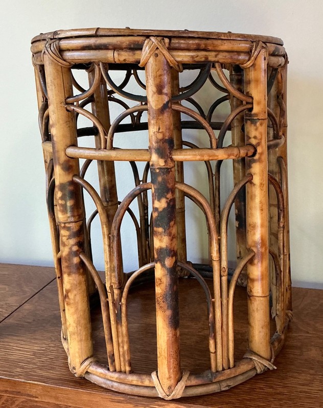 Vintage Tortoise Burnt Bamboo Drum Side table gallery