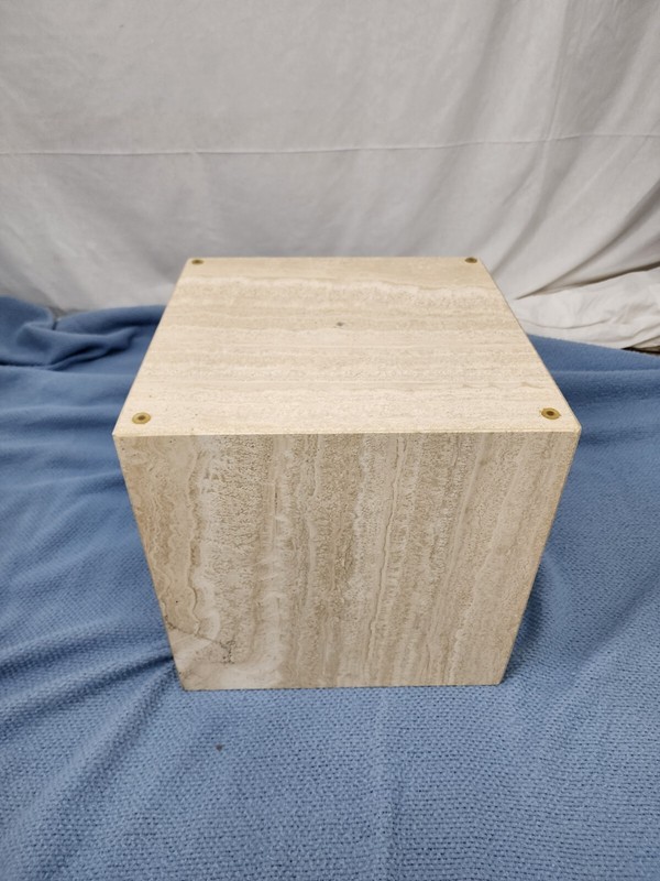 Travertine Coffee Table Unusual Cover Over Glass RARE! gallery