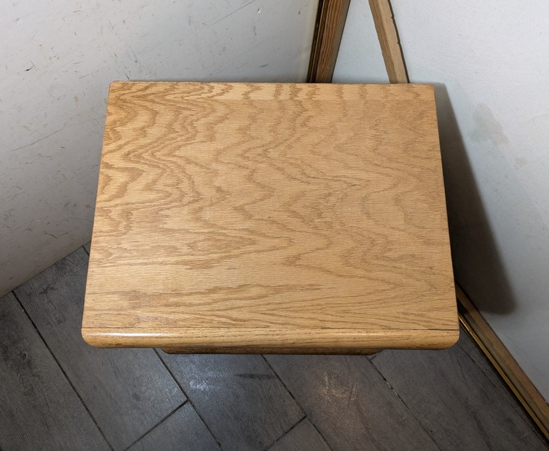 Vintage Rustic Country Oak Wood Side Table Open Cube Cubby/Curio Box Shelf P45 gallery