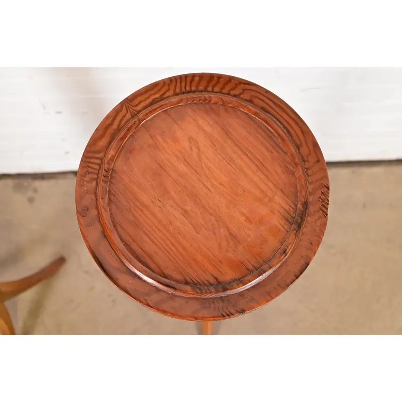 Regency Oak Torchieres or Pedestal Plant Stands, Circa 1940s gallery
