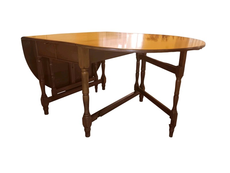 Large Solid Wood Drop Leaf Swing Gate Leg Diningroom Table gallery