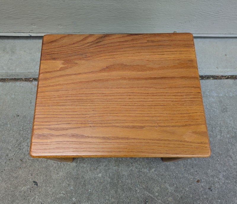 Vintage Mid Century Danish Modern Solid Oak Wood Side End Table D54 gallery