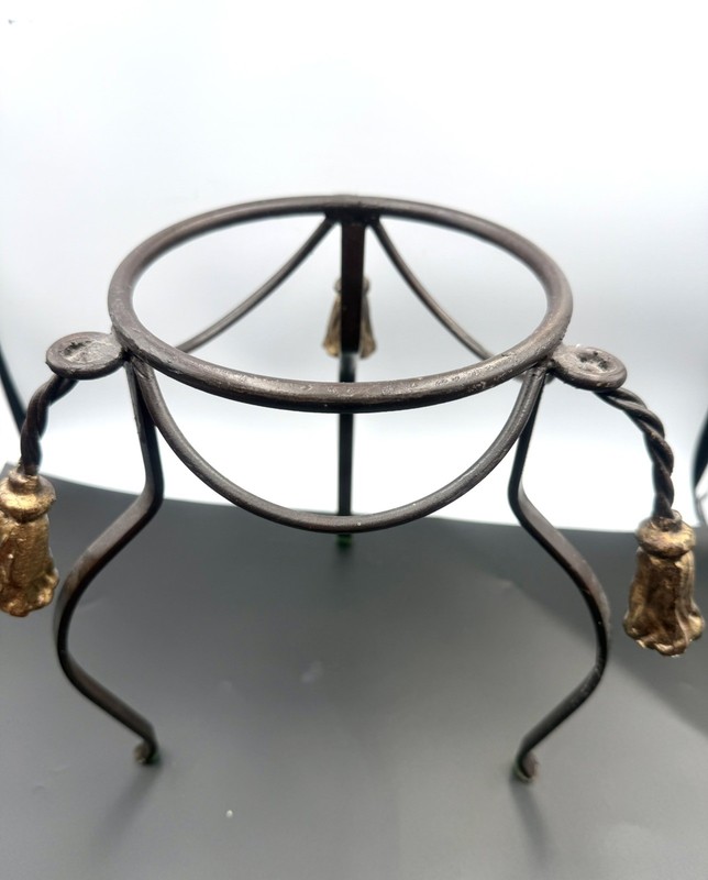 Vintage Italian Hollywood Regency Style 3 Gold Tassel Iron Rope Tassel Stand gallery