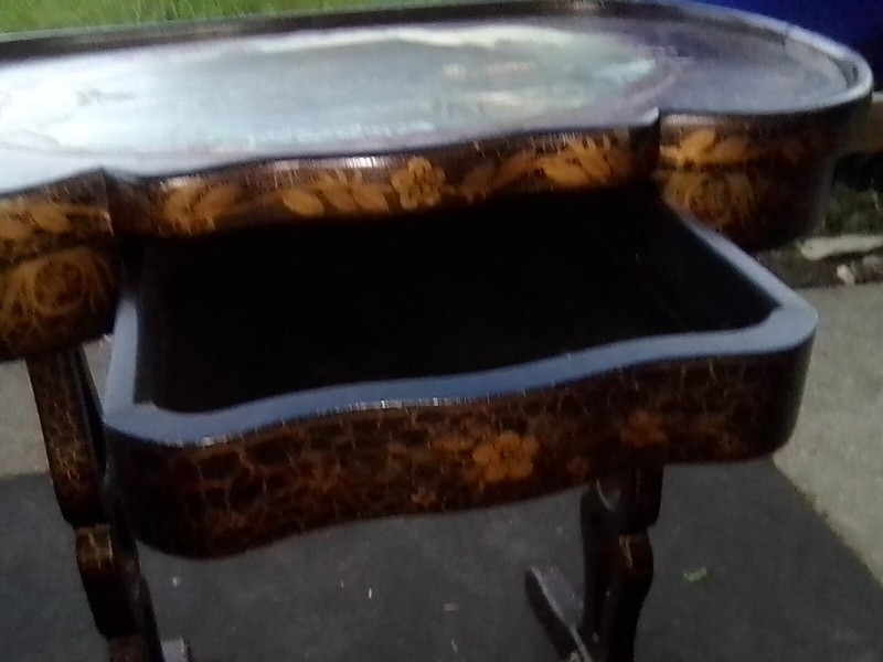 Antique all hand Painted embellished ebonized Pepsi Cola 2 Wet 2 Pic side/Table gallery