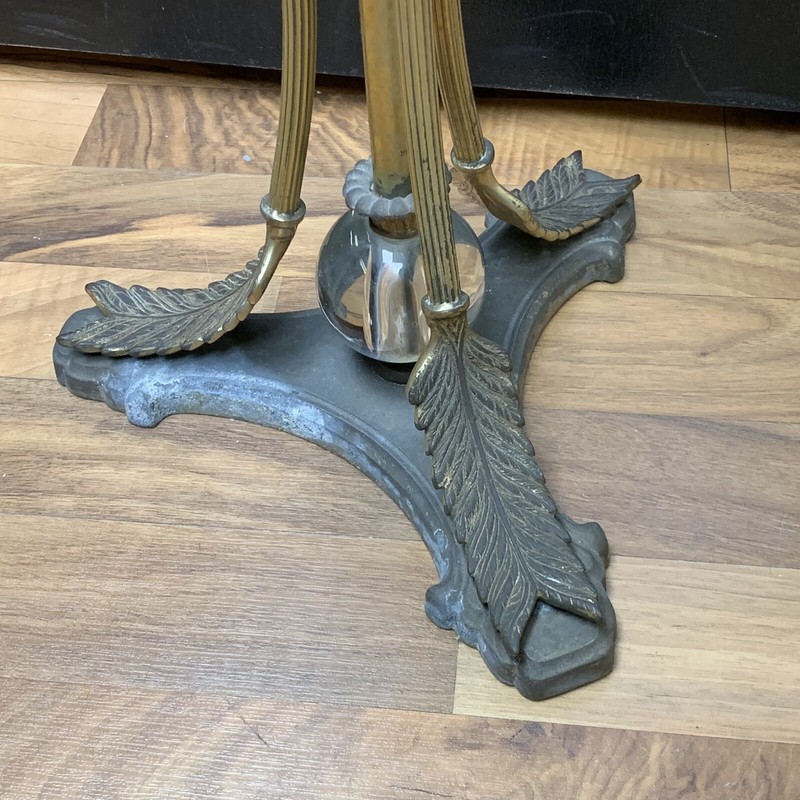 VTG 1930s Heavy Cast Iron Arrow Stem 26” Floor Stand w/ Hand Blown 8” Glass Bowl gallery